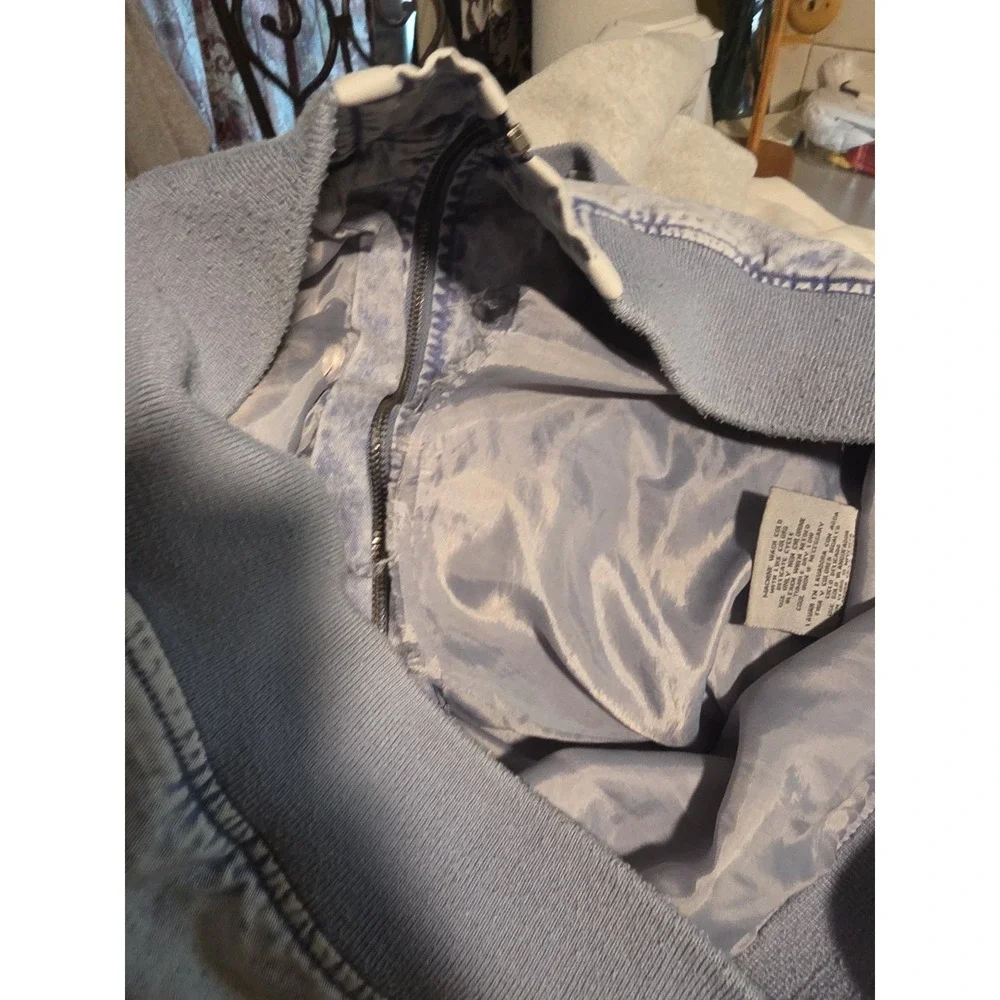 Levi's Acid Wash Denim MA-1 Bomber Jacket Large S1